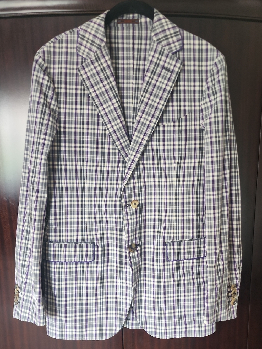 Etro Purple, Green & White Plaid Sport Coat